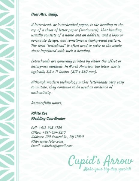Make Your Big Day Special Letterhead