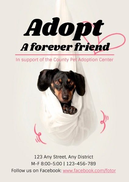 friend, pet, love, White Animal Adoption Center Poster Template