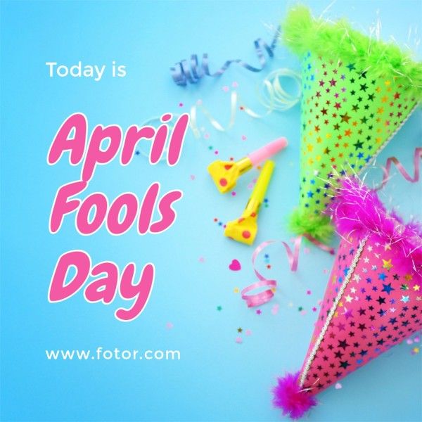 greeting, celebration, festival, Blue Photo April Fools' Day Instagram Post Template