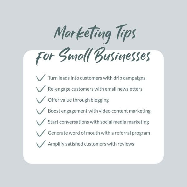 measure, checking list, vector, Gray Marketing Tips For Small Business Instagram Post Template