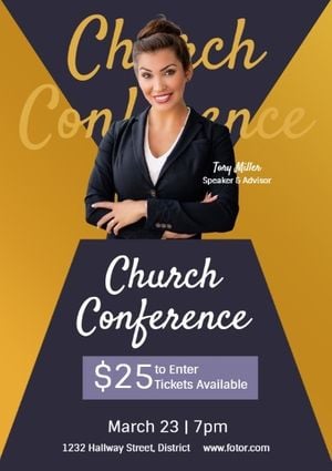 Yellow And Black Church Conference Meeting Flyer