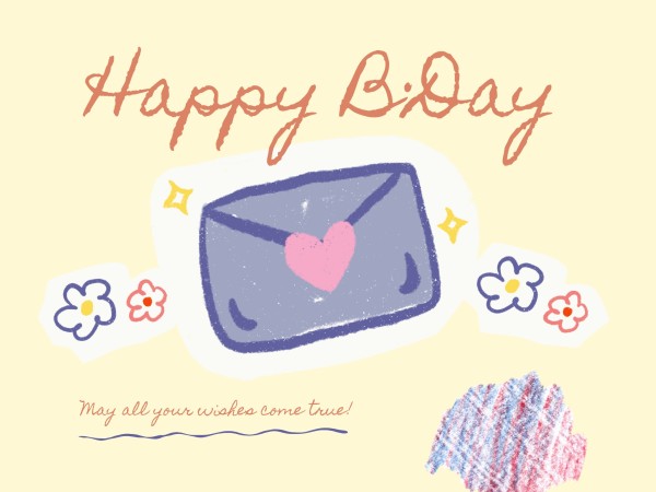 Yellow Envelope Happy Birthday Card
