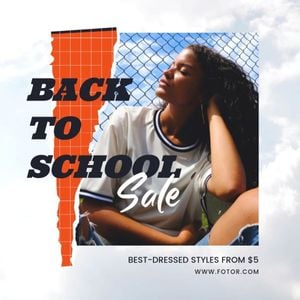 promotion, fashion, photo collage, Modern Clothing Store Back To School Sale Instagram Post Template