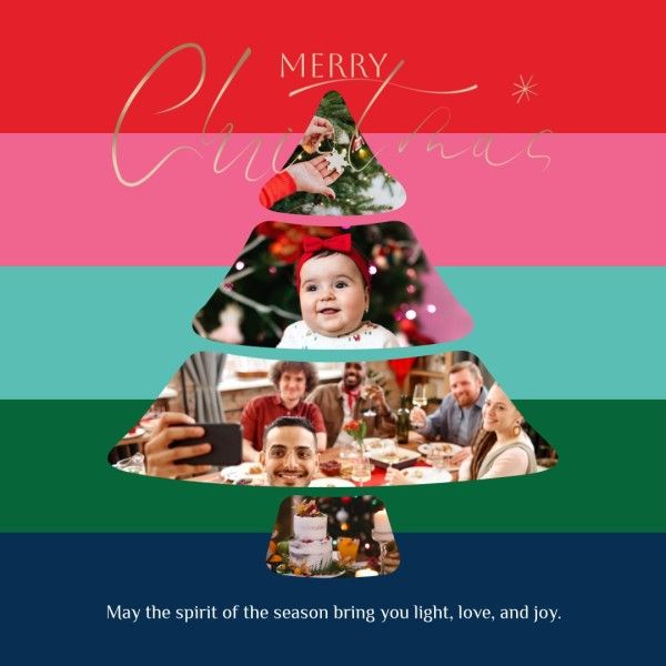 holiday, celebration, greeting, Colorful Christmas Funky Collage Photo Collage (Square) Template