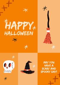 spooky, trick or treat, holiday, Cute Happy Halloween Wish Poster Template