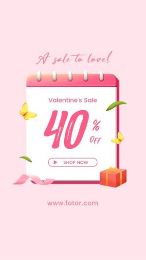 promotion, valentines promotion, discount, Pink Valentines Day Sale Instagram Story Template