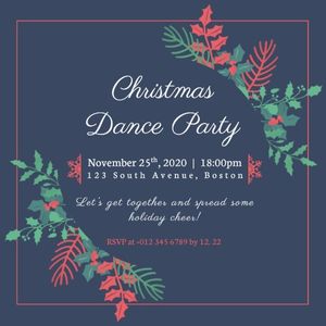 Blue Christmas Dance Party Instagram Post