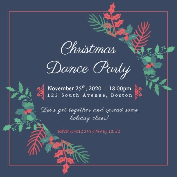 holiday, festival, winter, Blue Christmas Dance Party Instagram Post Template