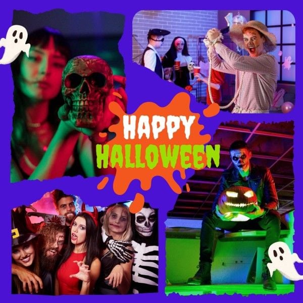 horror, fun, life, Spooky Halloween Photo Collage Photo Collage (Square) Template