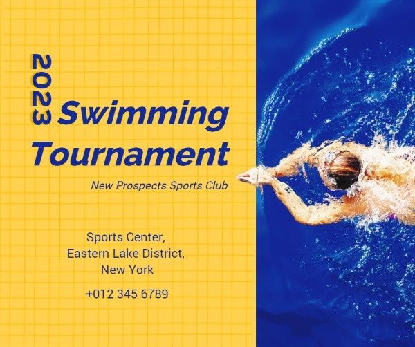 exercise, sports, fitness, Swimming Tournament Competition  Facebook Post Template