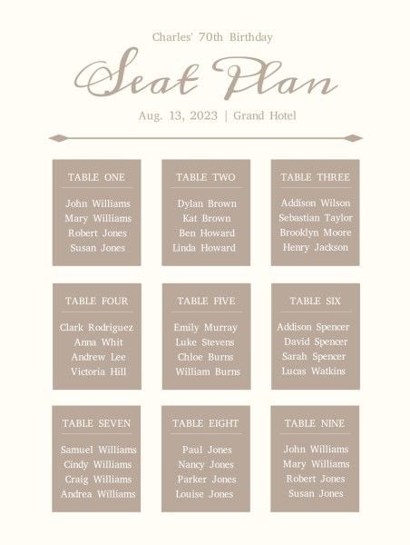 party, gathering, people, Brown Background Seating Chart Seating Chart Template