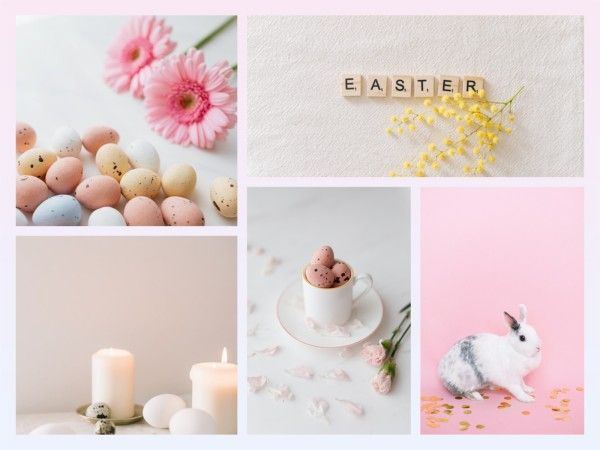 festival, greeting, celebration, Pink  Gradient Easter  Collage Photo Collage 4:3 Template