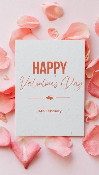 love, life, petal, Pink Flower Happy Valentines Day Instagram Story Template