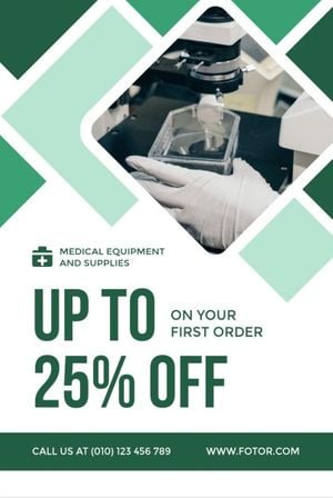 hospital, business, agency, Green Background Of Medical Equipment Sale Pinterest Post Template