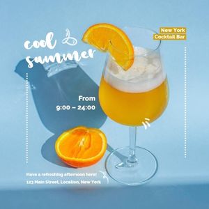 juice, cool, drink, Light Blue Summer Cocktail Sale Instagram Post Template