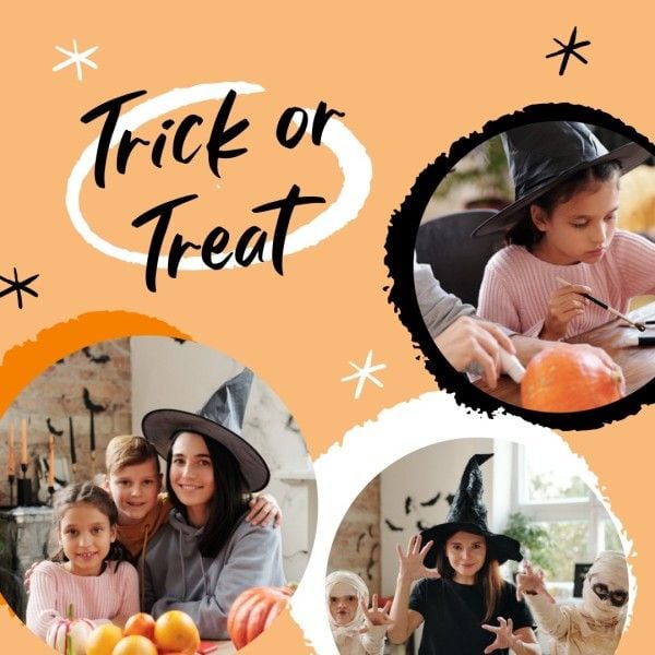 horror, fun, life, Trick Or Treat Spooky Halloween Photo Collage Photo Collage (Square) Template