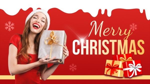 festival, celebration, greeting, Red Winter Holiday Merry Christmas Vlog Youtube Thumbnail Template