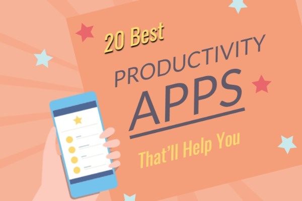 review, recommendation, smartphone, 20 Best Productivity Apps Blog Title Template
