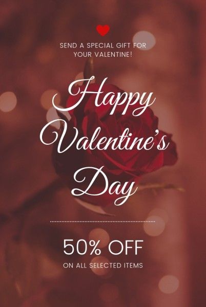 valentine’s day, discount, valentines day, Happy Valentine's Day Promotion Pinterest Post Template