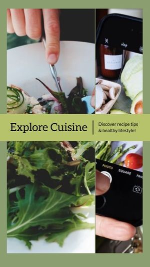 food, dish, vegetable, Green Explore Cuisine Instagram Story Template