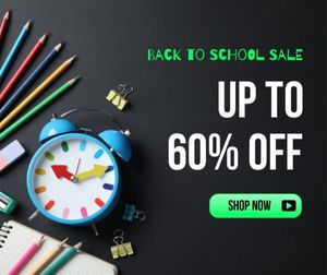 discount, promotion, shop, Black Modern Back To School Online Sale   Facebook Post Template