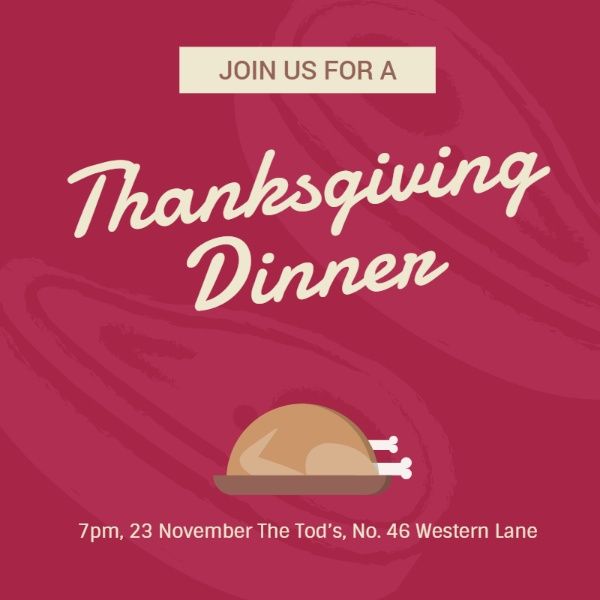 Illustrated turkey thanksgiving dinner invitation Instagram Post