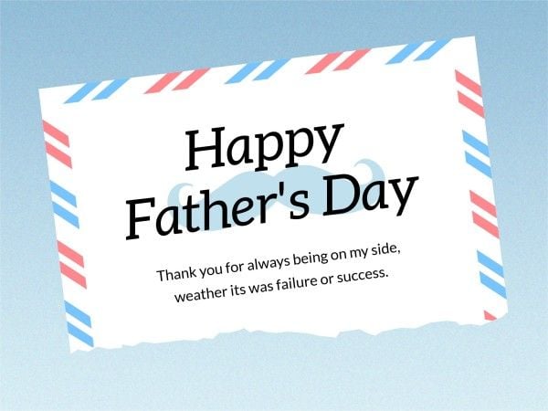 postcard, quote, greeting, Blue Mail Letter Happy Father's Day Card Template