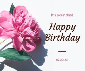 wishes, life, bday, Pink Flower Happy Birthday Wish Facebook Post Template
