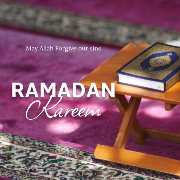 eid, mubarak, holiday, Purple Ramadan Kareem Prayer Instagram Post Template