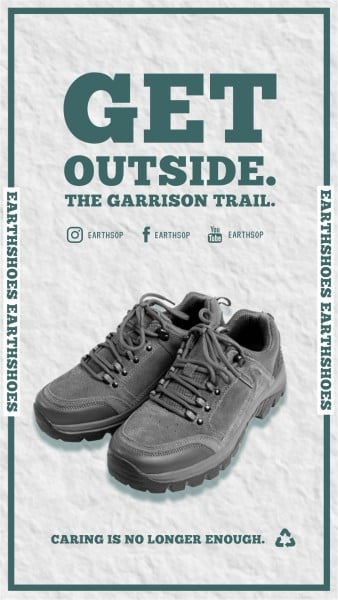 Grey Trekking Shoes Sport Footwear Branding Instagram Story