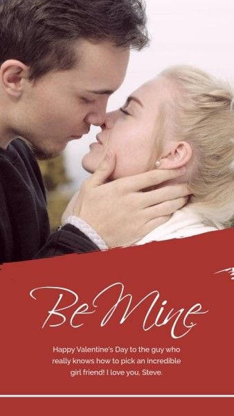 赤いカップルがバレンタインデーの物語にキス Instagram Story