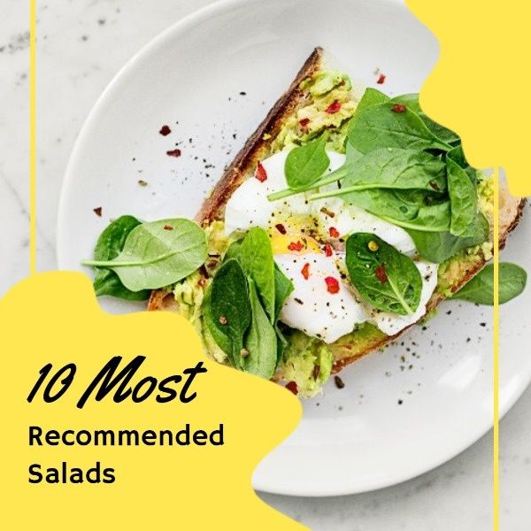 food, vegetables, fruit, Modern Salads Recipe Recommendation Instagram Post Template