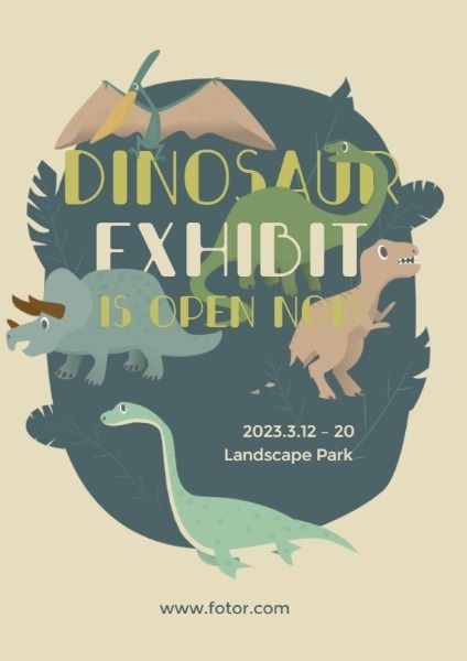 jurassic, display, show, Dinosaur Exhibition Flyer Template