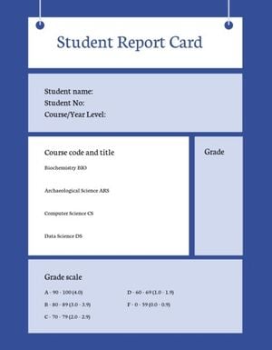 business, student, school, Blue Background Report Card Template