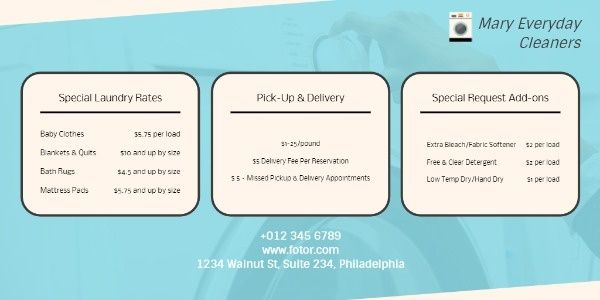 cleaning, store, sale, Laundry Service Price List Twitter Post Template