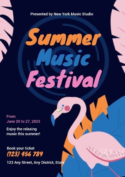 art, conference, performance, Summer Music Festival Poster Poster Template