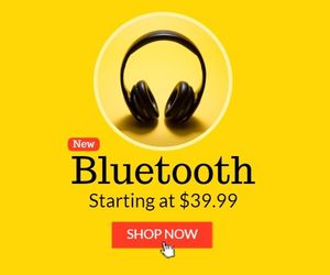 black friday sale, cyber monday, discount, Yellow Bluetooth Sale Banner Ads Medium Rectangle Template
