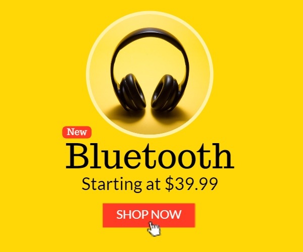 Yellow Bluetooth Sale Banner Ads Medium Rectangle