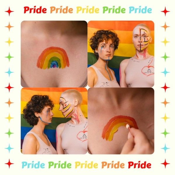 lgbt, lgbtq, queer, Colorful 4 Images Pride Month Photo Collage (Square) Template