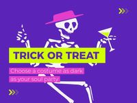 horror, fun, trick or treat, Cartoon Cute Spooky Halloween Party Card Template