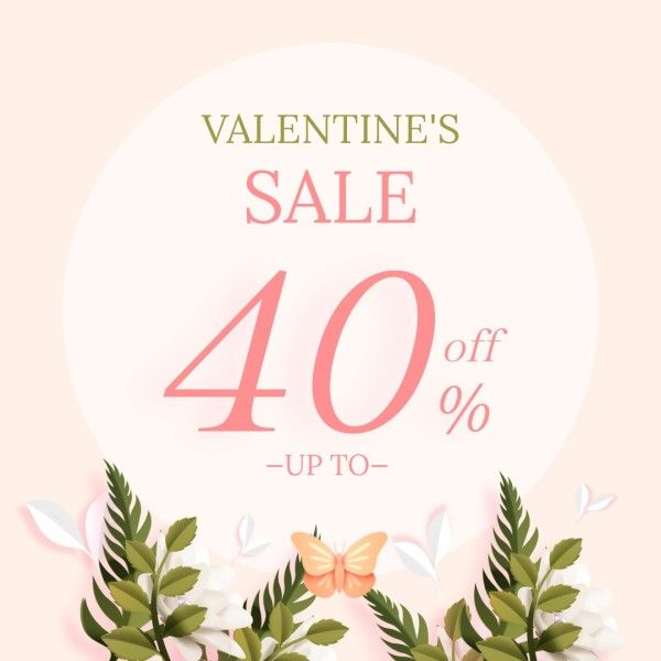 valentines day, promotion, discount, Pink Floral Valentines Sale Instagram Post Template