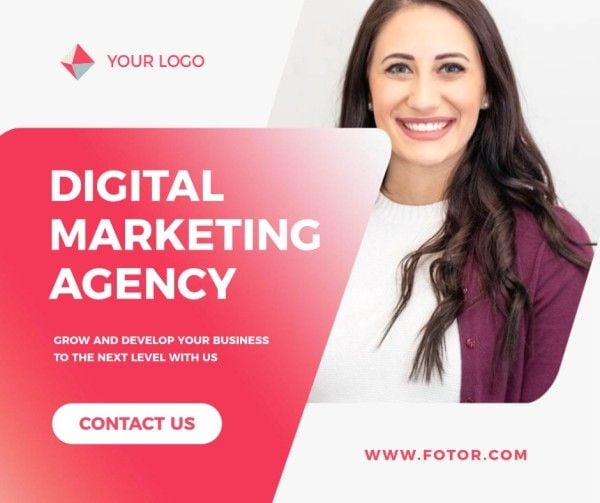 work, company, business, Red Digital Marketing Agency Facebook Post Template