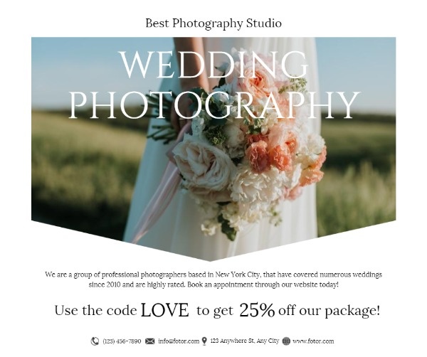 Online White Wedding Photography Studio Promotion Facebook Post Template Fotor Design Maker