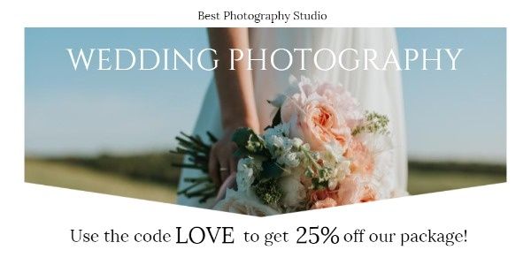 company, sale, discount, White Wedding Photography Studio Promotion Twitter Post Template