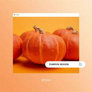 autumn, fall, simple, Orange Minimalist Pumpkin Season Instagram Post Template
