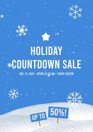 business, marketing, promotion, Blue Snow Christmas Sale Poster Template