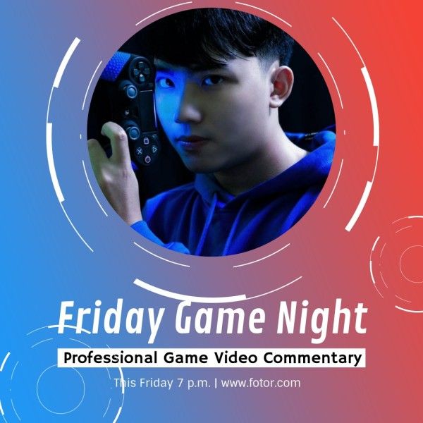 ticket, technology, image shape, Gradient Professional Video Game Night Instagram Post Template