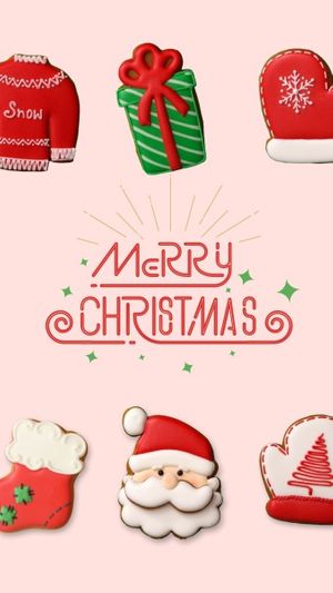 xmas, wishes, cartoon, Pink Cute Christmas Holiday Wish Instagram Story Template