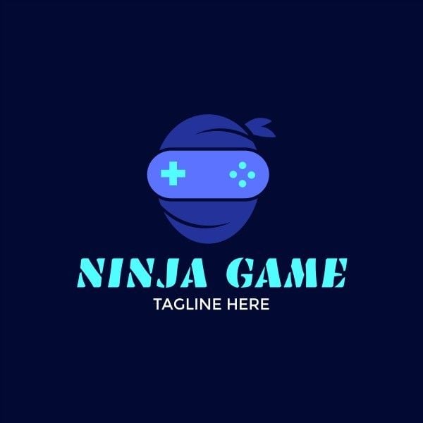 game studio, game company, entertainment, Dark Blue Cartoon Ninja Game Logo Template