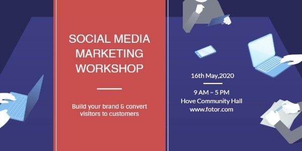 meeting, conference, seminar, Social Media Marketing Workshop Twitter Post Template